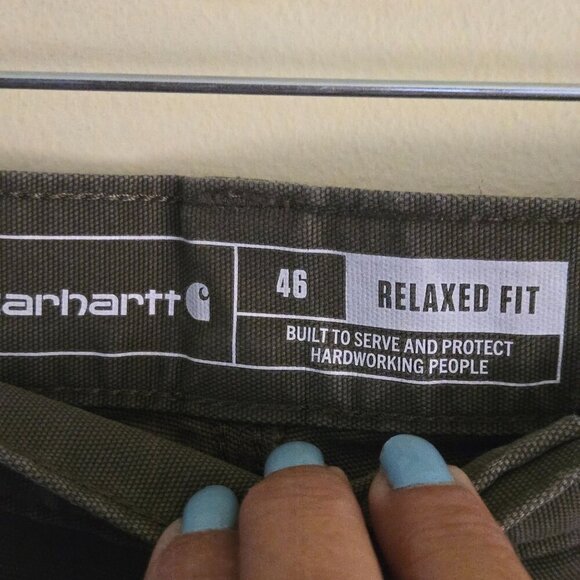 Carhartt Rugged Flex Relaxed Fit Canvas Work Shorts Burnt Olive Size 46 - Picture 6 of 8